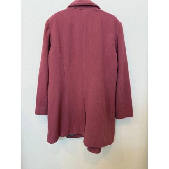 NWOT Garnet Hill Ruffle Front Wool Coat Pink Mauve 18 (XL) - Picture 2 of 7